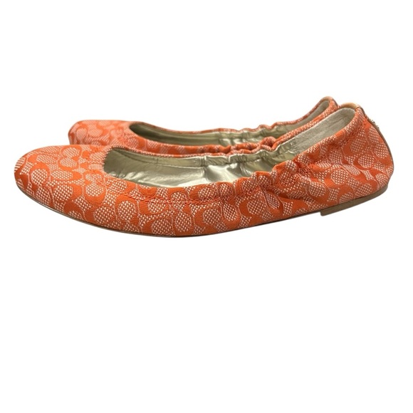 Coach Women’s 6.5 Orange Logo Ballet Flats Slip On Shoes S5 - Picture 5 of 7